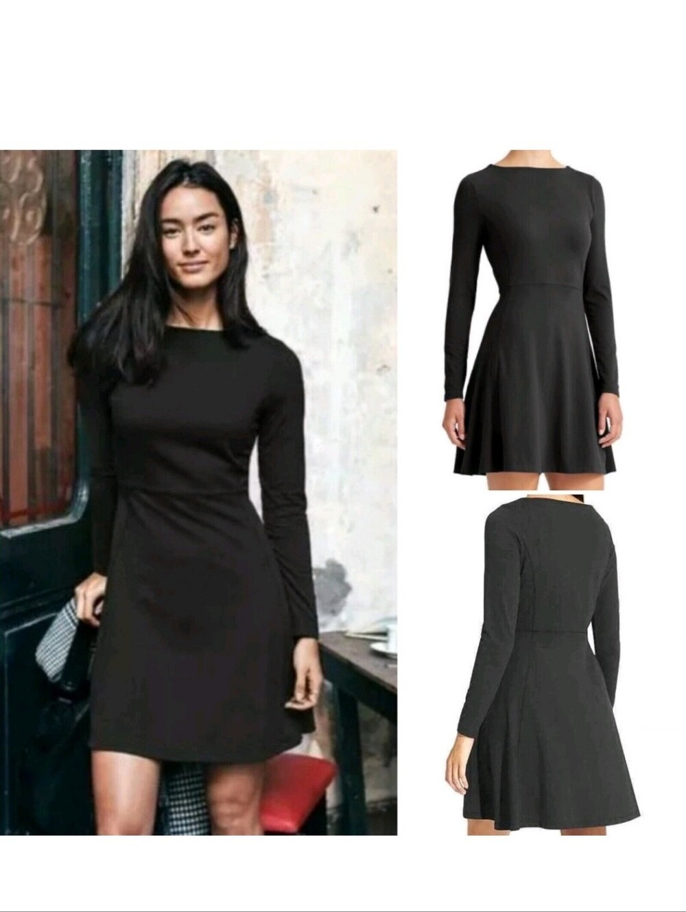 Athleta Cozy Up Dress Long Sleeve Stretch Black Lightweight XL . New